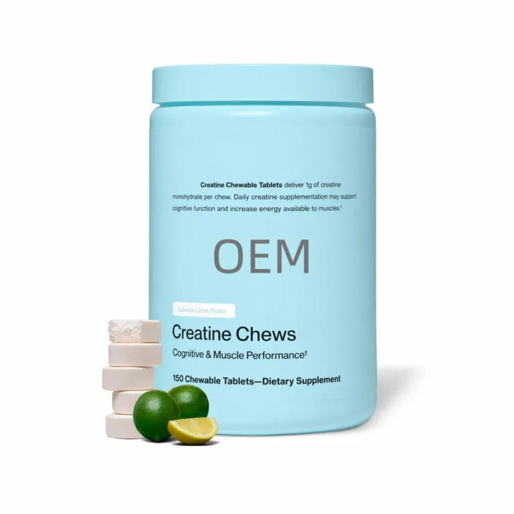 Creatine Monohydrate Chews 1g Per Tablet Mango Flavor 150 Chewables OEM Supplement for Daily Wellness