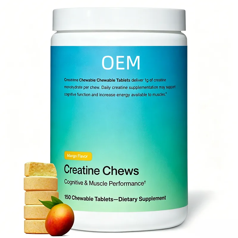 Creatine Chewable Tablets 1g Creatine Monohydrate Per Chew Mango Flavor OEM Supplement for Cognitive and Muscle Performance
