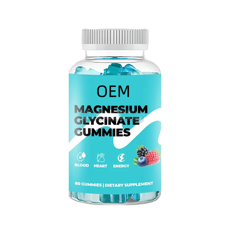 Bulk OEM Magnesium Glycinate Fruit Gummies Gentle Mineral Complex Maintain Healthy Blood Heart & Steady Energy Levels Supplement