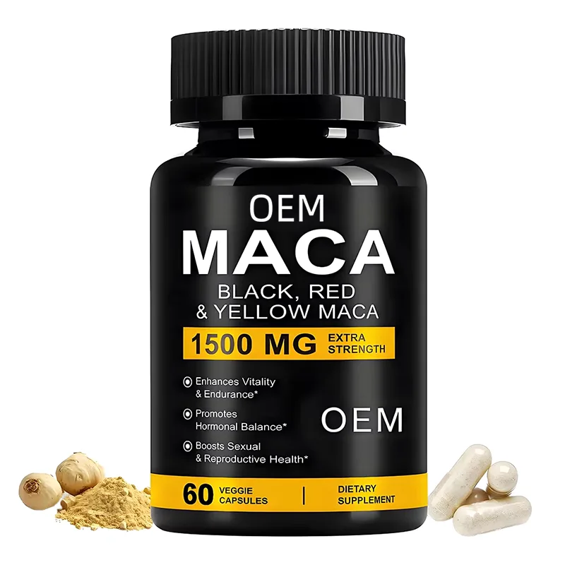 Custom Private Label Triple Blend Maca Root Veggie Capsules, High Strength Peruvian Maca for Energy Endurance