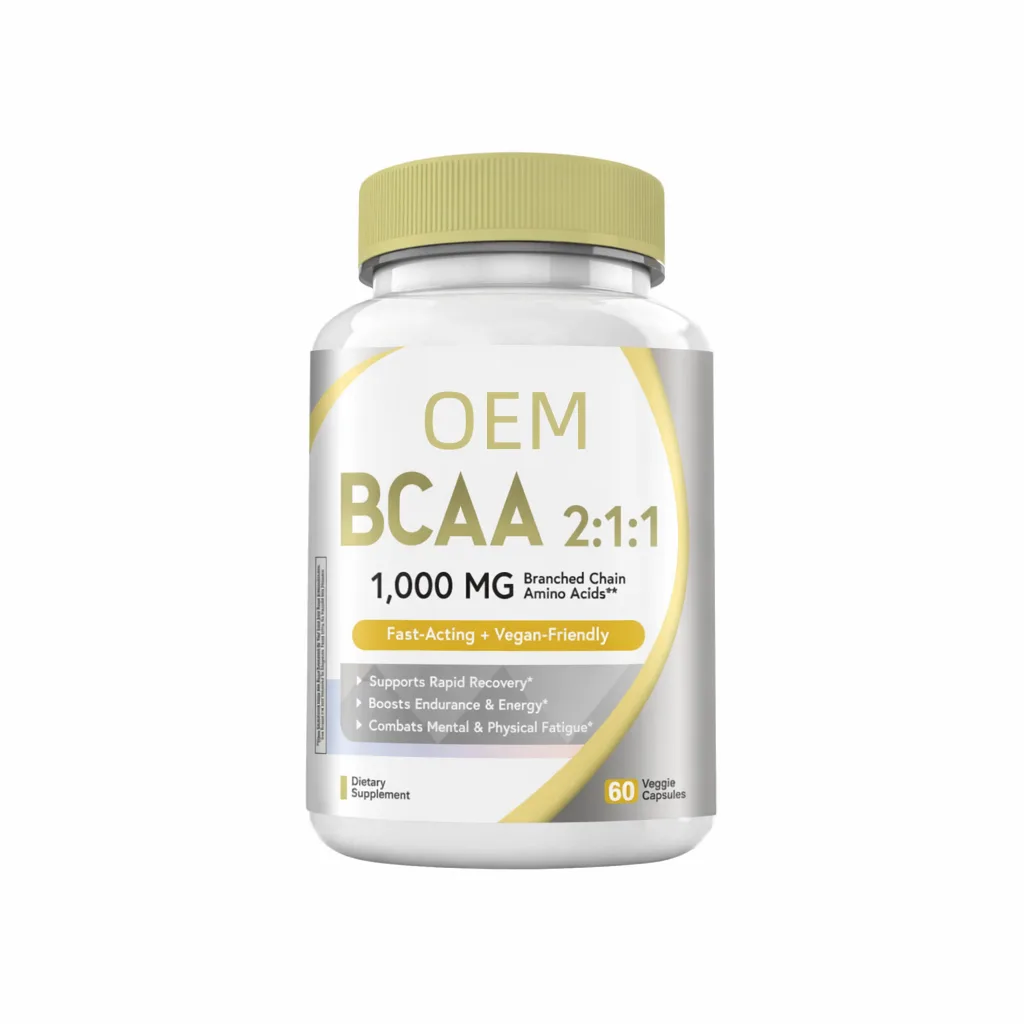 1000mg Branched Chain Amino Acids, 60 Veggie Capsules, Fast-Acting Vegan-Friendly Dietary Supplement for Recovery and Energy