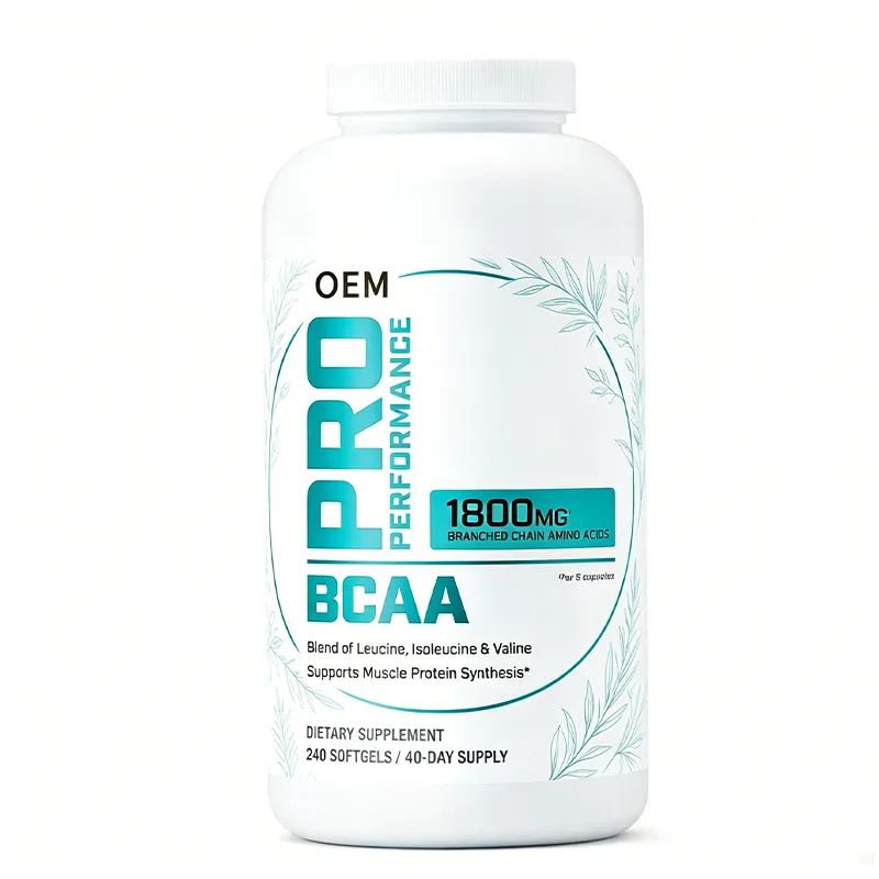 BCAA 1800mg 240 Softgels Dietary Supplement for Muscle Protein Synthesis Support and Recovery