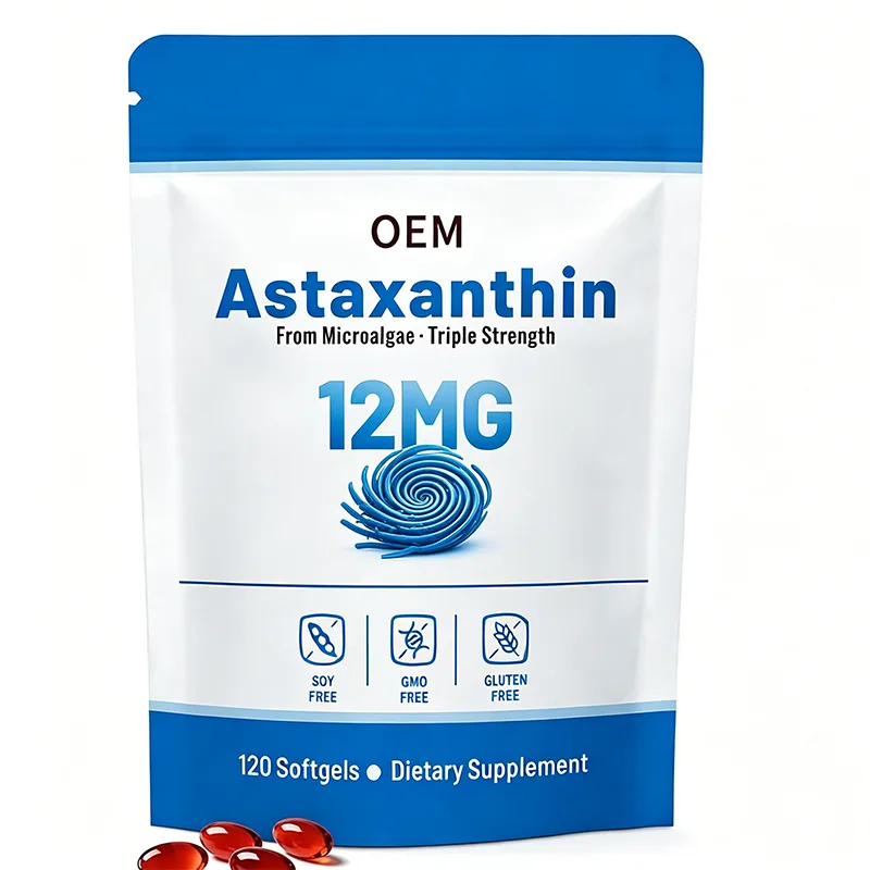 Astaxanthin 12mg From Microalgae Triple Strength 120 Softgels Soy Free GMO Free Gluten Free OEM Supplement