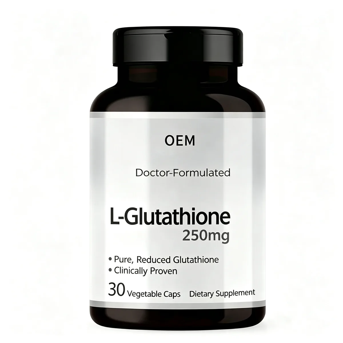 L Glutathione 250mg Pure Reduced Clinically Proven 30 Vegetable Capsules Doctor Formulated OEM Supplement
