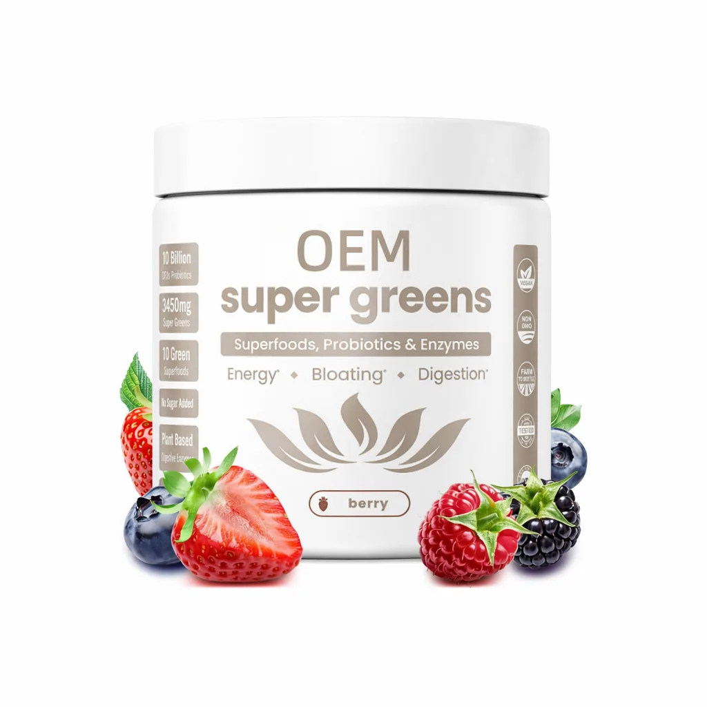 OEM Superfoods Probiotics and Enzymes Powder Berry Flavor 11 Billion CFU Dietary Supplement
