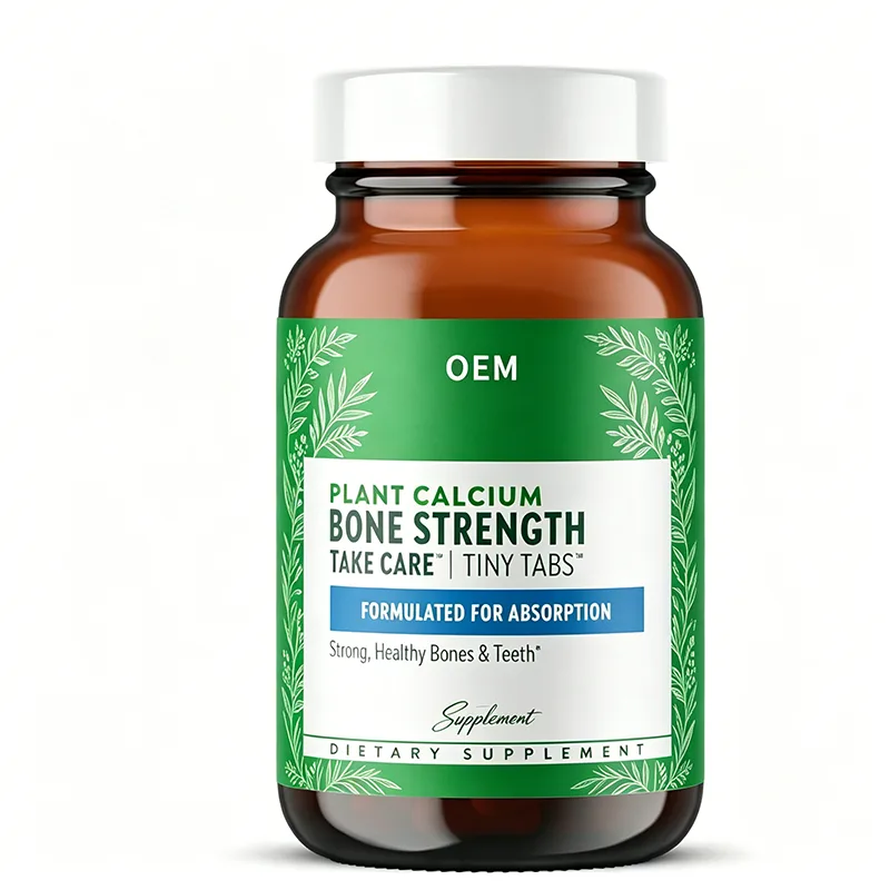 Plant Calcium Bone Strength Tiny Tablets Formulated for Absorption 60 Count OEM Dietary Supplement for Bones and Teeth