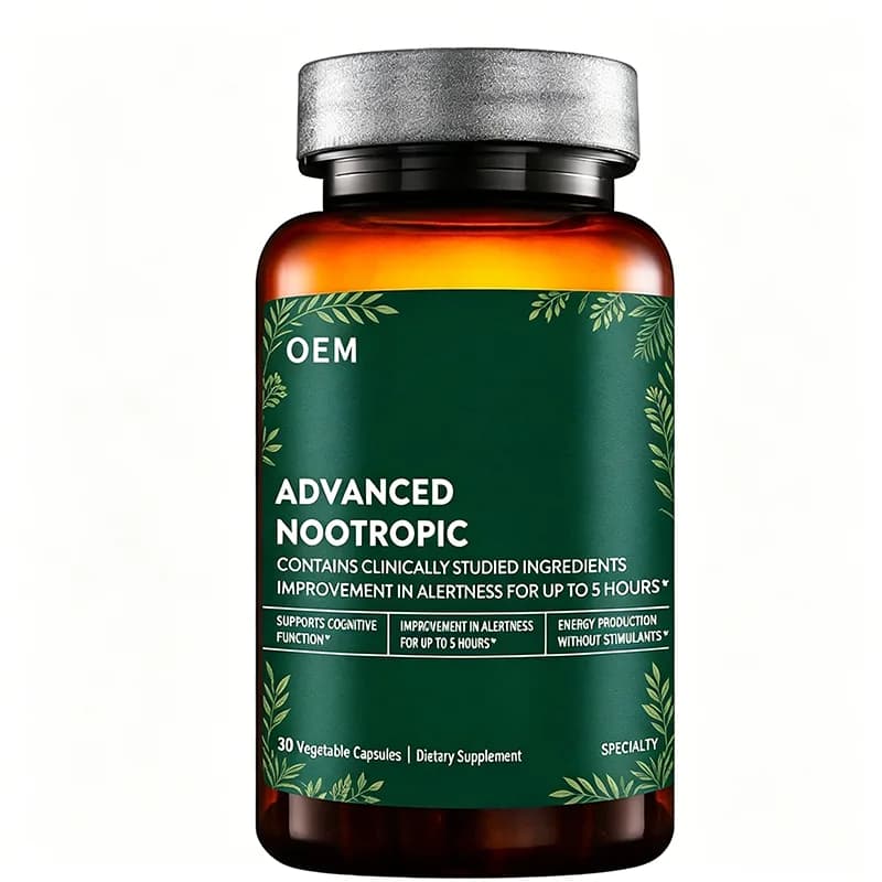 Advanced Nootropic Capsules 30 Count Clinically Studied Ingredients OEM Supplement for Alertness and Cognitive Function Support
