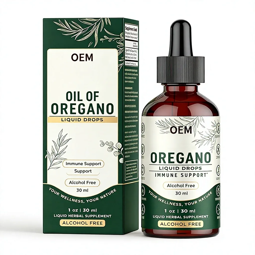 OEM Alcohol Free Oregano Oil Liquid Drops 30ml 1oz Herbal Extract Liquid Supplement With Dropper Bottle