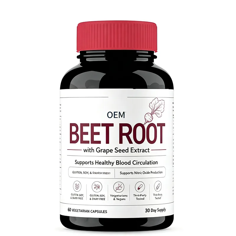 Wholesale Clean Label Beetroot Grape Seed Vegan Capsule 60ct 30-Day Circulation Antioxidant Support Allergen-Free OEM Service