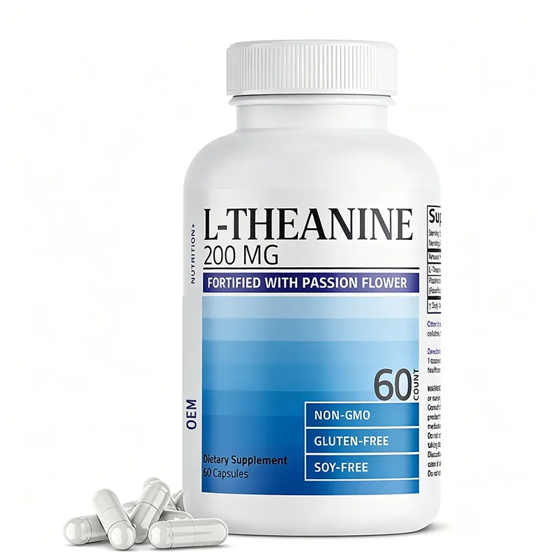 L Theanine 200mg with Passion Flower Capsules 60 Count Non GMO Gluten Free Soy Free OEM Supplement
