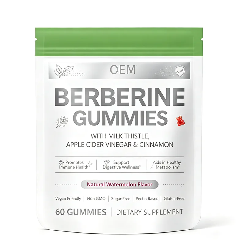 Sugar-Free Vegan Pectin Berberine Chewy Gummies Non-GMO Gluten-Free Natural Watermelon Taste Multi-Herb Daily NutritionalSupport