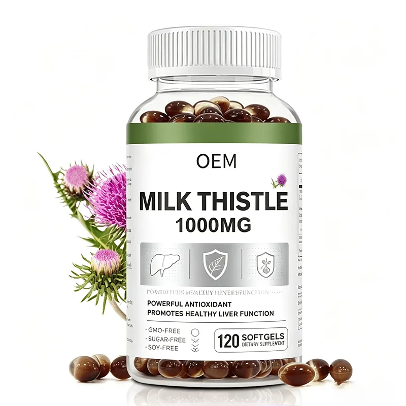 Private Label 120 Count Milk Thistle 1000mg Softgels GMO/Sugar/Soy Free Antioxidant Liver Support Bulk Supply