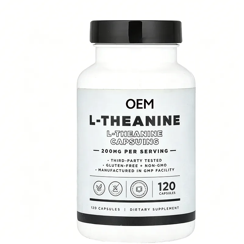 L Theanine Capsules 120 Count Third Party Tested Gluten Free Non GMO OEM Supplement for Relaxation Support