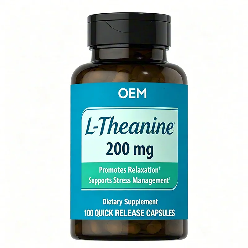 L Theanine 200mg Quick Release Capsules 100 Count OEM Dietary Supplement for Relaxation and Stress Management Support