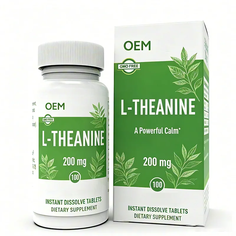 L Theanine 200mg Instant Dissolve Tablets 100 Count Non GMO OEM Supplement for Calm and Relaxation Support
