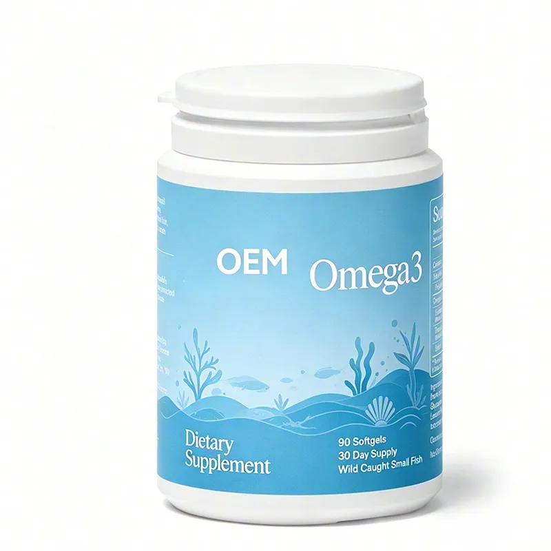Omega 3 Fish Oil Softgels 90 Count Wild Caught Small Fish OEM Dietary Supplement for Daily Wellness