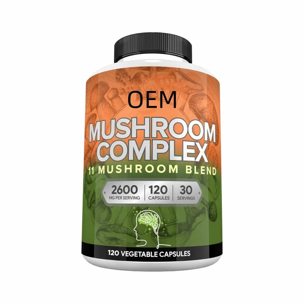 Mushroom Complex 11 Mushroom Blend 2600mg Per Serving 120 Capsules 30 Servings Vegetable Capsules OEM Supplement