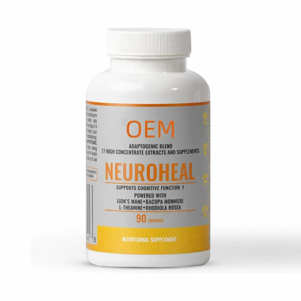 Neuroheal Adaptogenic Blend Capsules with Lions Mane Bacopa Monnieri L Theanine and Rhodiola Rosea for Cognitive Function