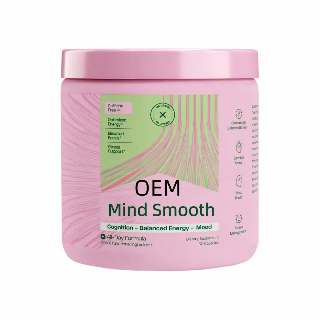 Mind Smooth Capsules 60 Count Caffeine Free OEM Supplement for Cognition Balanced Energy Mood Focus and Stress Management