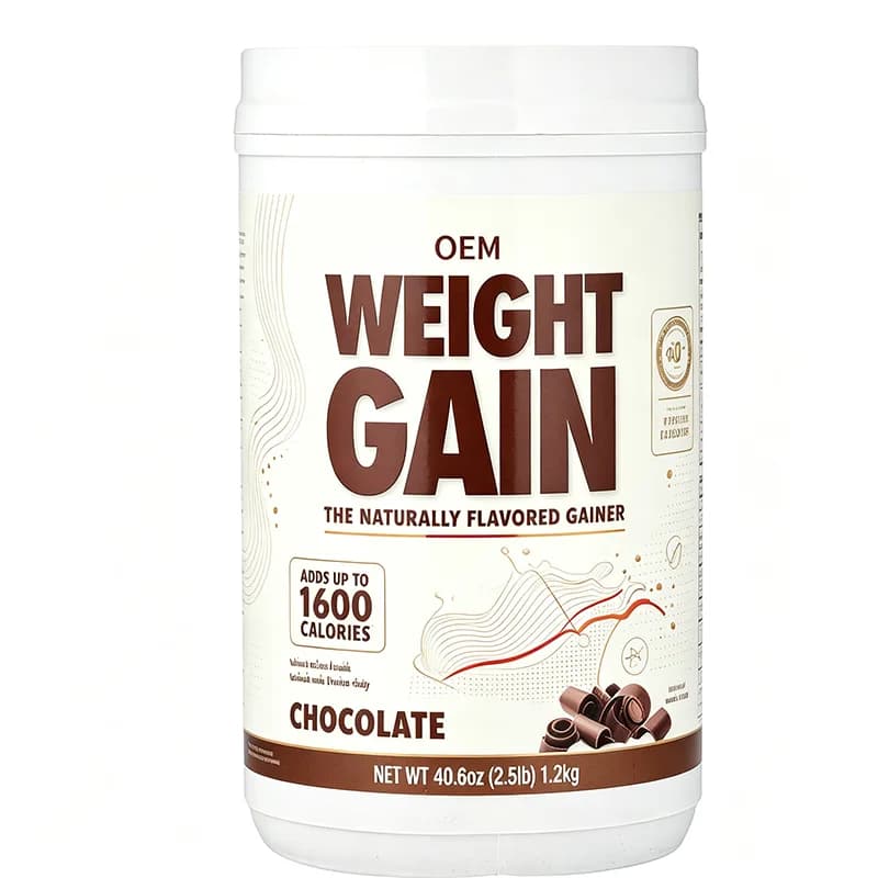 OEM High Calorie Chocolate Weight Gain Powder 1.2kg Natural Flavor Mass Gainer Fitness Dietary Supplement