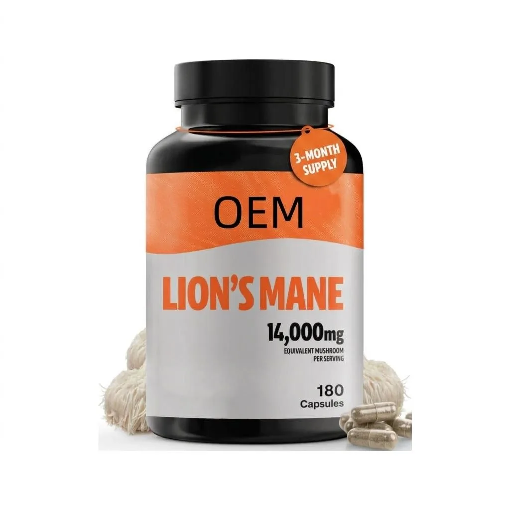 Lion's Mane 14000mg Equivalent Mushroom Per Serving Capsules 180 Count 3 Month Supply OEM Supplement