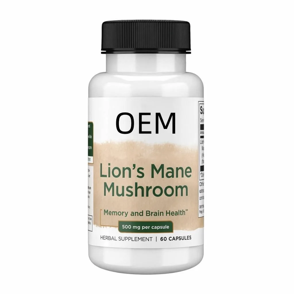 Lion's Mane Mushroom Capsules 500mg Per Capsule 60 Count OEM Supplement for Memory and Brain Health Support