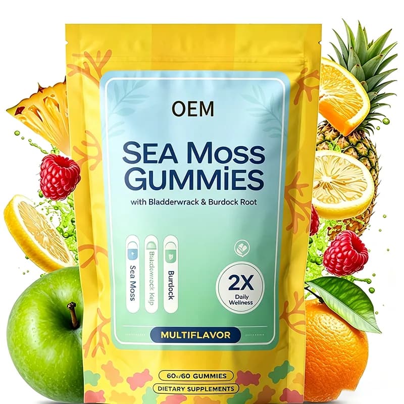 OEM Soft Elastic Fruit Flavor Sea Moss Chews No Bitter Algae Taste Adult Easy-Take Daily Nutritional Supplement