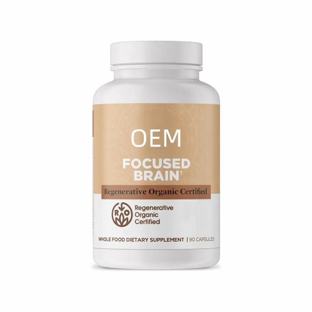 Focused Brain Capsules 90 Count Regenerative Certified Wholefood OEM Dietary Supplement for Cognitive Wellness