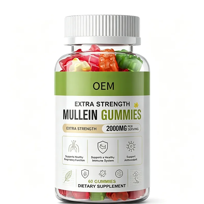OEM Extra Strength Mullein Gummies 2000mg Per Serving 60 Count Auxiliary Respiratory Immune Antioxidant