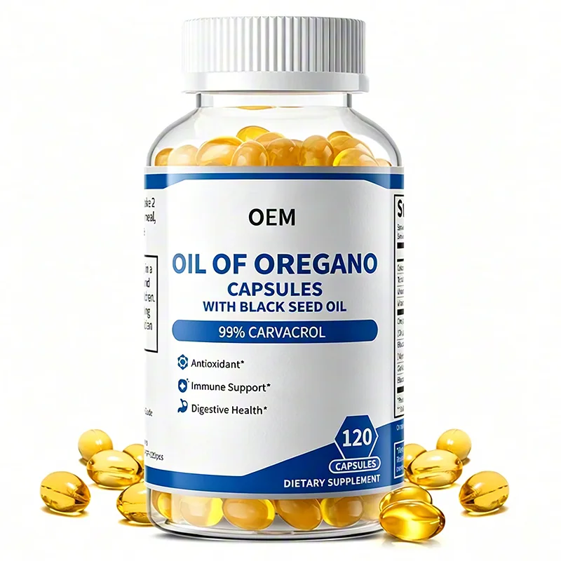 Oil of Oregano Capsules with Black Seed Oil 99% Carvacrol 120 Count OEM Supplement for Antioxidant Immune and Digestive Support