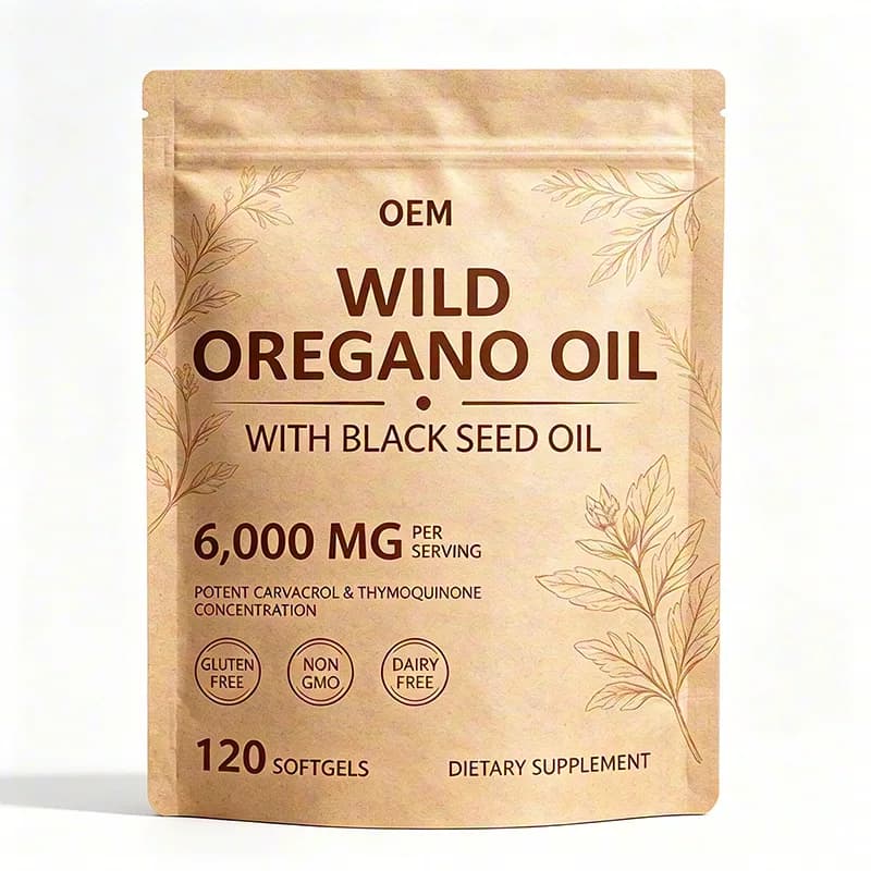 Wild Oregano Oil with Black Seed Oil 6000mg Per Serving Potent Carvacrol and Thymoquinone 120 Softgels Gluten Free