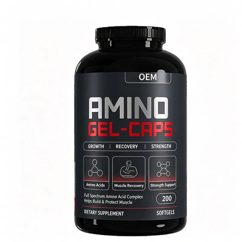 OEM Amino Gel-Caps Softgels 200 Count Full Spectrum Amino Acid Complex Build Protect Muscle Growth Recovery Strength Support