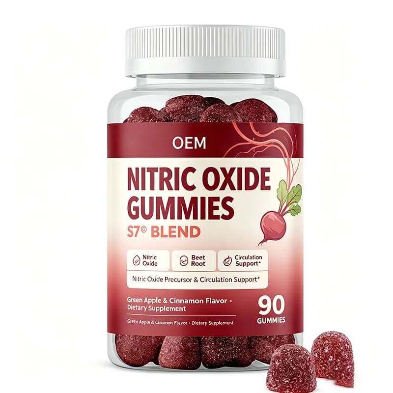 Nitric Oxide Gummies with S7 Blend Green Apple and Cinnamon Flavor 90 Count OEM Supplement for Circulation
