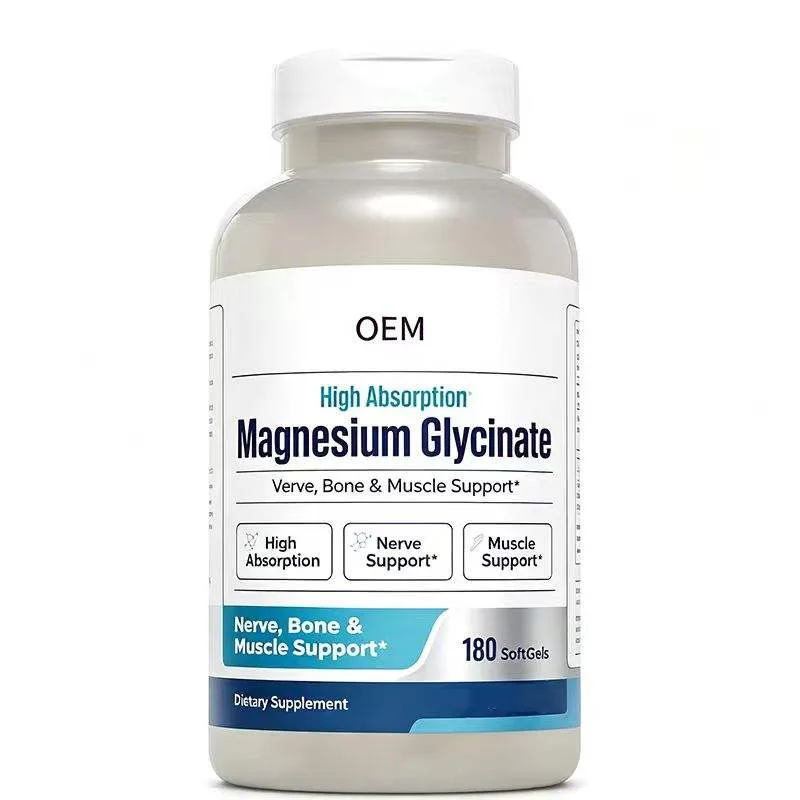 High Absorption Magnesium Glycinate Capsules 180 Count OEM Supplement for Muscle Support and Wellness