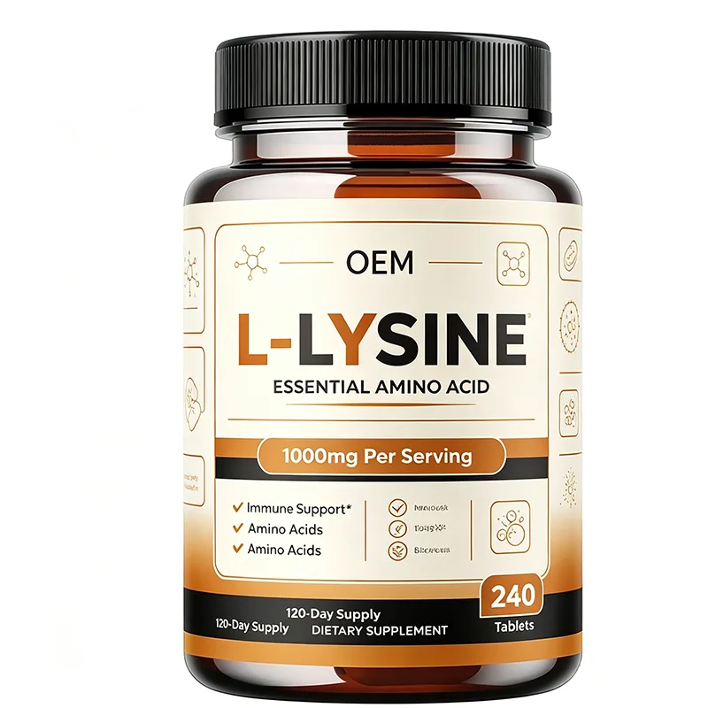 OEM L-Lysine Essential Amino Acid Tablets 240 Count 1000mg Per Serving 120-Day Immune Support Dietary Supplement