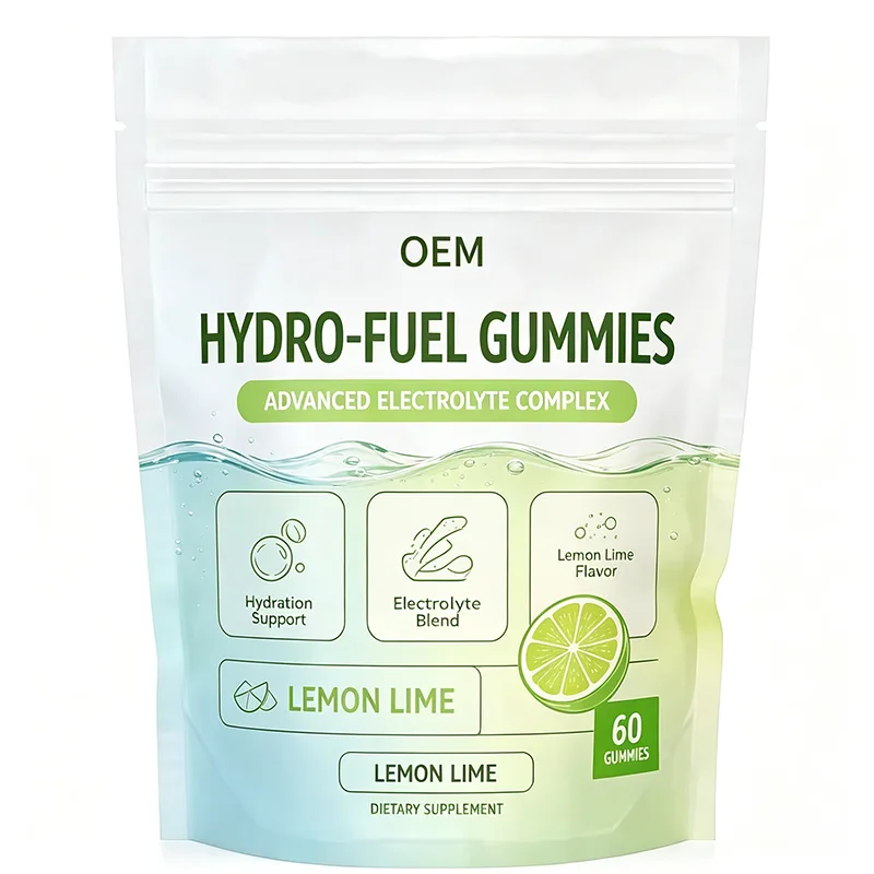 OEM Hydro-Fuel Advanced Electrolyte Complex Gummies 60 Count Lemon Lime Flavor Hydration Support Dietary Supplement Gummies