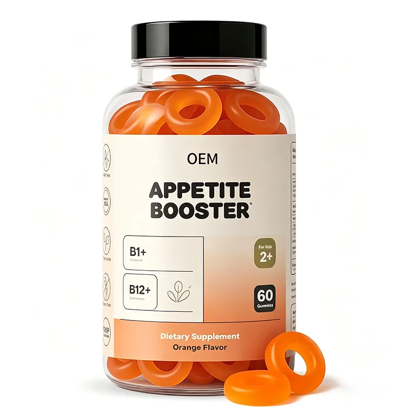 OEM Orange Flavor Kids Appetite Booster Gummies 60 Count With B1 B12 Suitable for Children Over 2 Years Old Ring Shaped