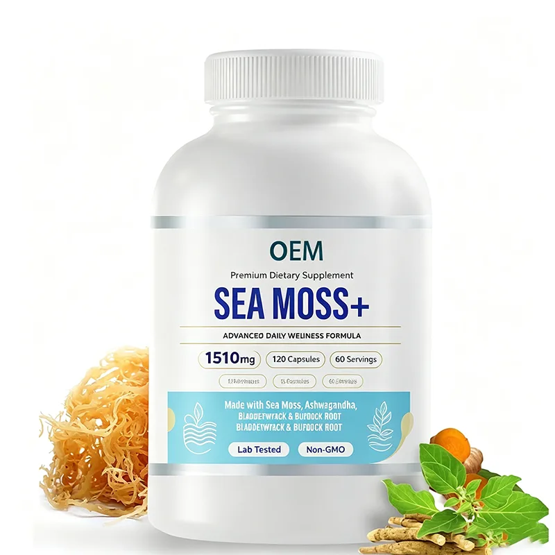 OEM Non GMO Lab Tested Sea Moss Advanced Wellness Capsules 120 Count 1510mg Per Serving 60 Servings