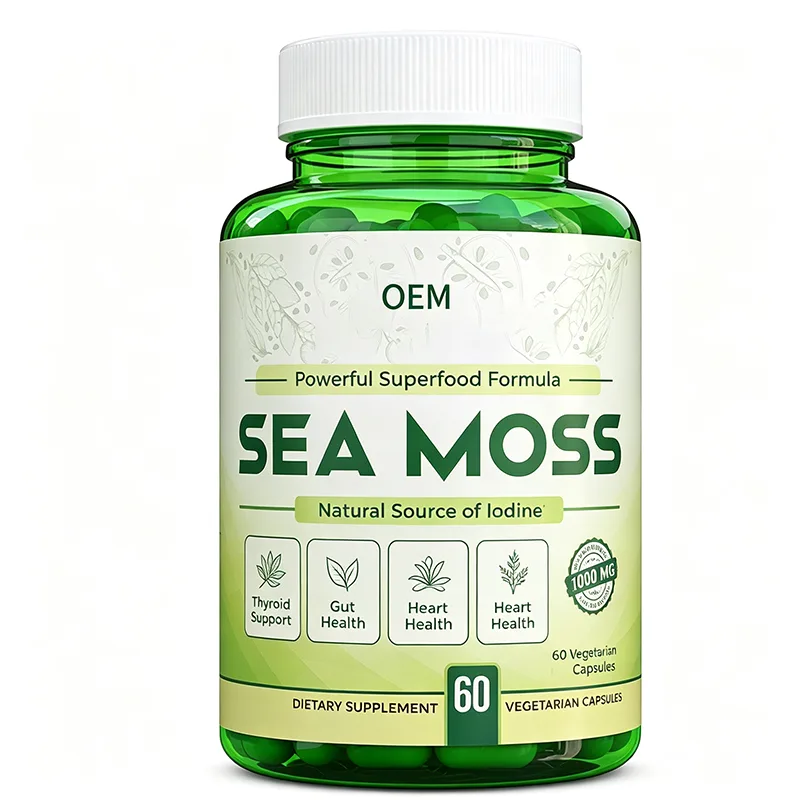 OEM Superfood Sea Moss Vegetarian Capsules 60 Count 1000mg Per Serving Natural Iodine Source Plant Based Daily Oral Dietary