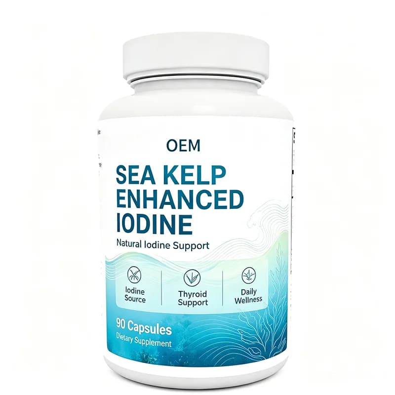 OEM Sea Kelp Enhanced Iodine Capsules 90 Count Natural Iodine Source Plant Based Daily Oral Wellness Dietary Supplement Capsules