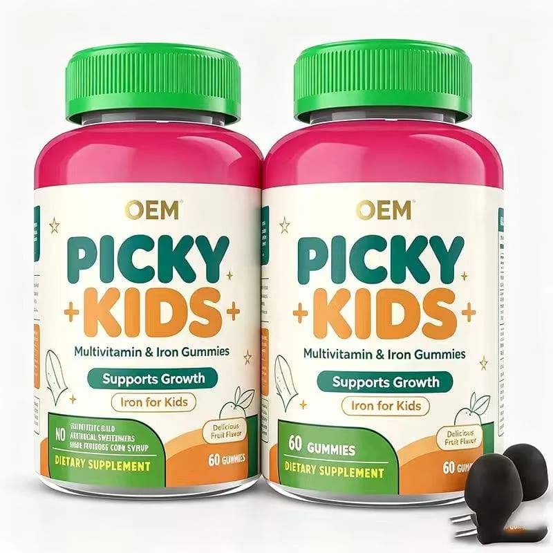 Kids Multivitamin Iron Gummies Fruit Flavor Supports Growth 60 Gummies Dietary Supplement