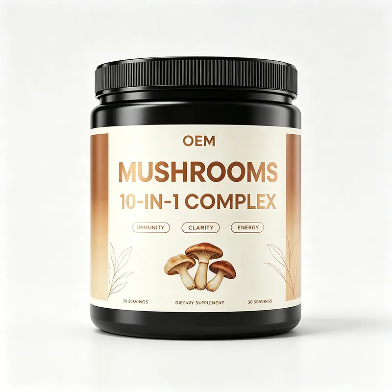 OEM 10-in-1 Mushroom Complex Powder 30 Servings Immunity Focus Mental Clarity Natural Energy Daily Dietary Supplement