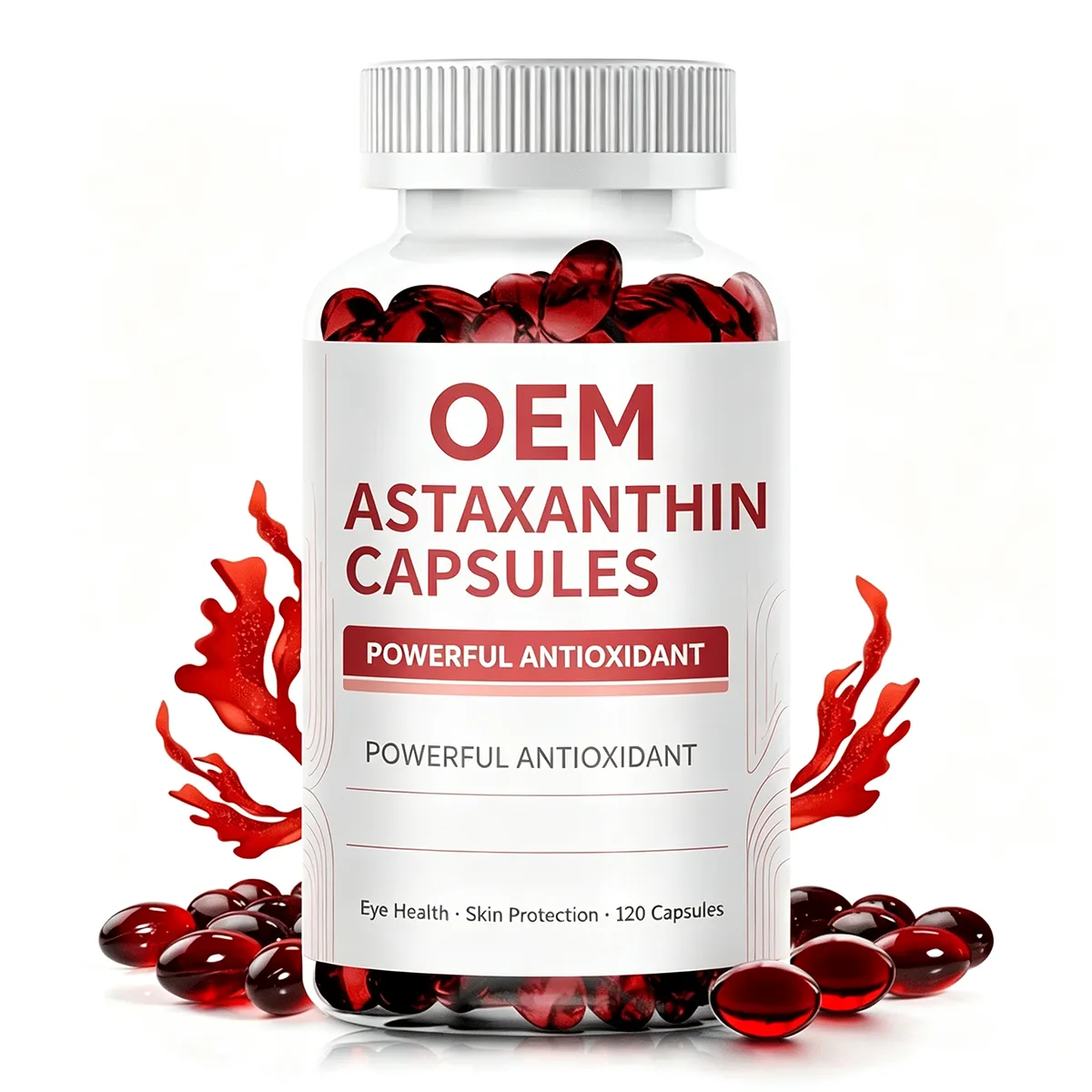 OEM Astaxanthin Softgel Capsules 120 Count Powerful Antioxidant Eye Health Skin Protection Daily Dietary Supplement