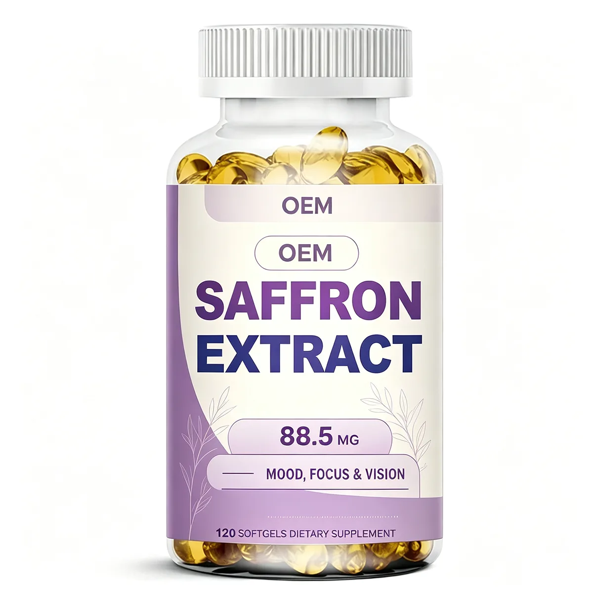 Saffron Extract 88.5mg Mood Focus Vision 120 Softgels Dietary Supplement