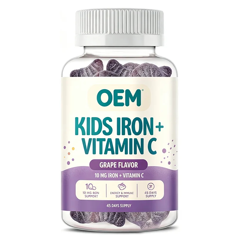 Kids Iron Plus Vitamin C 10mg Grape Flavor Energy Immune Support 45-Day Supply