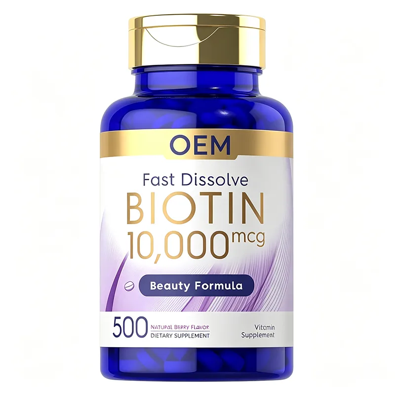 Fast Dissolve Biotin 10000mcg Beauty Formula Natural Berry Flavor 500 Tablets Dietary Supplement