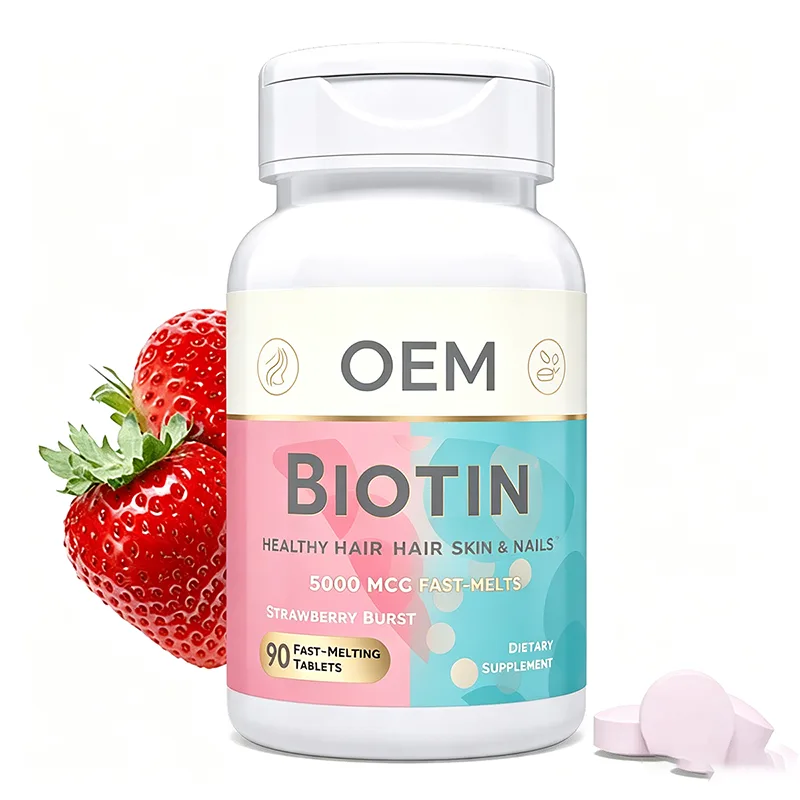 Biotin 5000mcg Fast-Melt Strawberry Burst Flavor Dietary Supplement