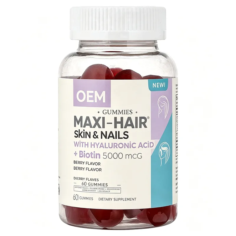 Maxi Hair Skin Nails Gummies with Hyaluronic Acid Biotin 5000mcg Berry Flavor 60 Count