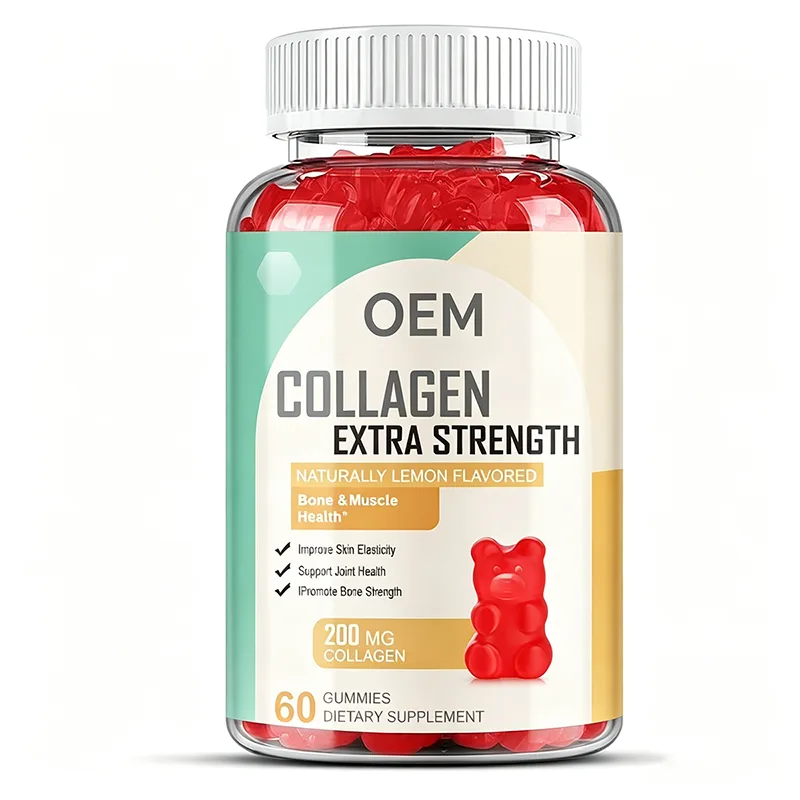 Extra Strength Collagen Gummies 200mg Naturally Lemon Flavor Bone Muscle Joint Skin 60 Count
