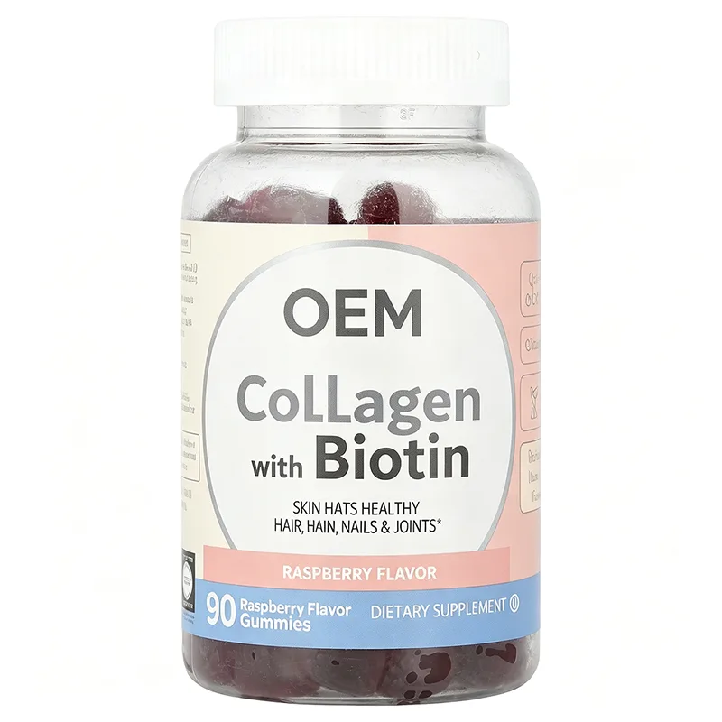 Collagen Gummies with Biotin Hair Skin Nails Joints Support Raspberry Flavor 90 Count